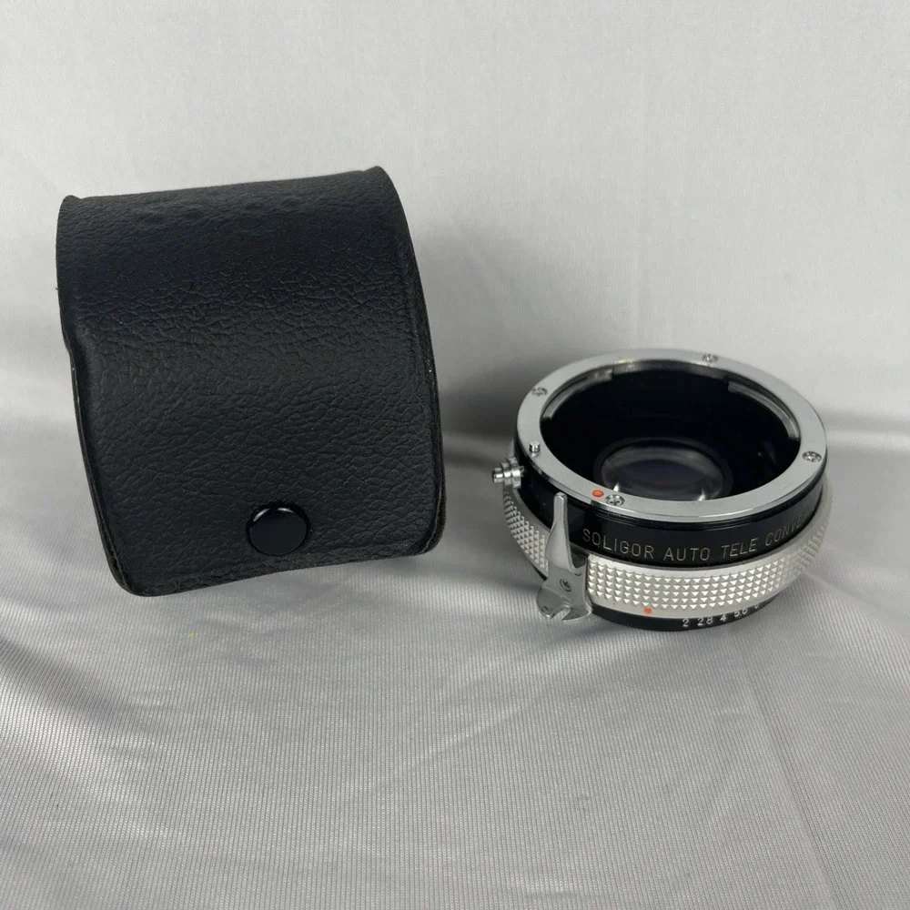 Vtg Soligor Auto Tele-Converter 2X For‎ Nikon F/Ai w Hard Leather Case Japan EUC